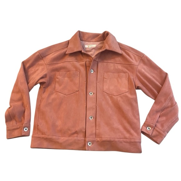 Moussy Suede Like Button Front Jacket Button Up M Pink Embroidered Moussy Back - Picture 1 of 8